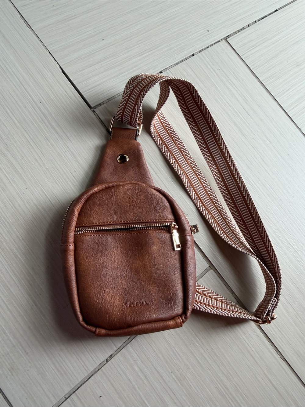 Telena Brown Leather Crossbody Bag for Women